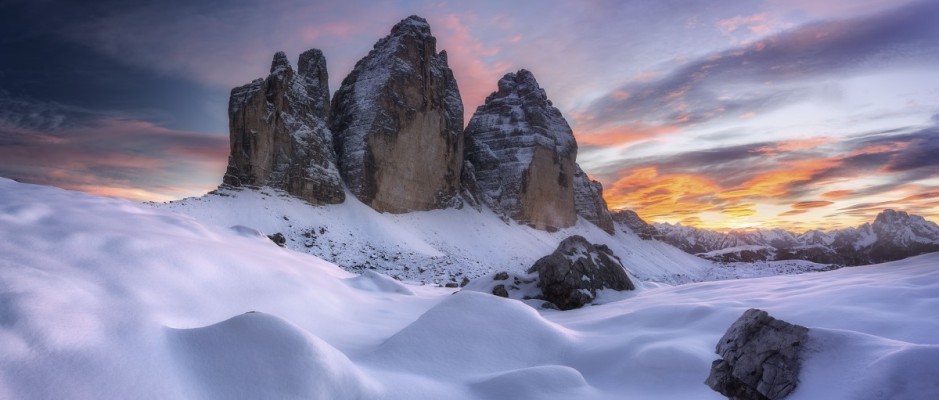 1 - Západ slunce nad Tre Cime di Lavaredo